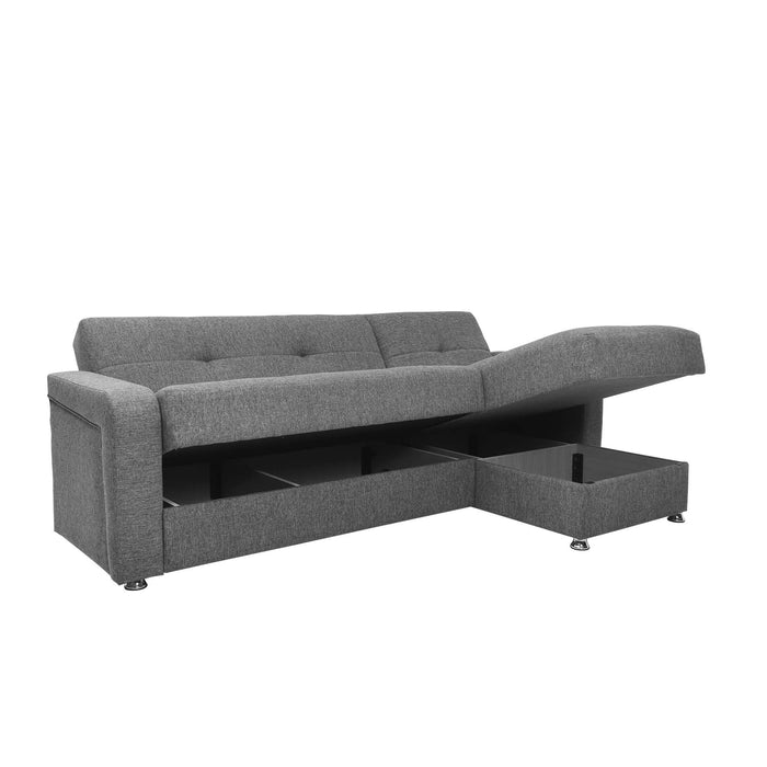 Ottomanson Harmony Collection Upholstered Convertible Chaise Lounge with Storage