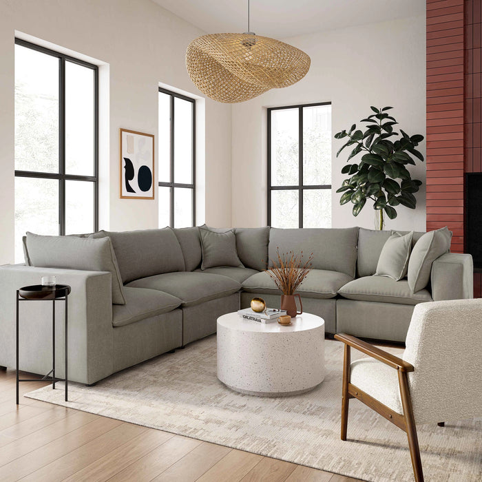Cali 5-Piece Brown Leather Modular L-Sectional