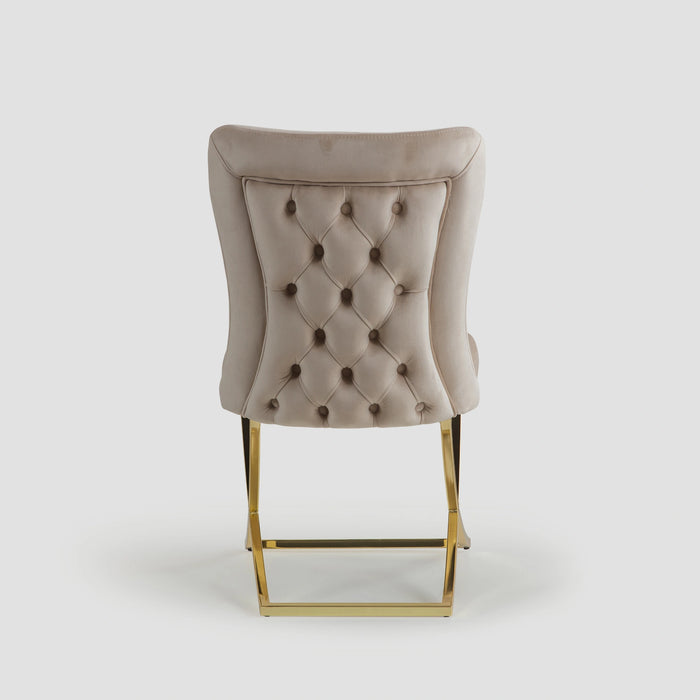 Ottomanson Royal Collection Upholstered Gold Legged Dining Chair, Set of 2