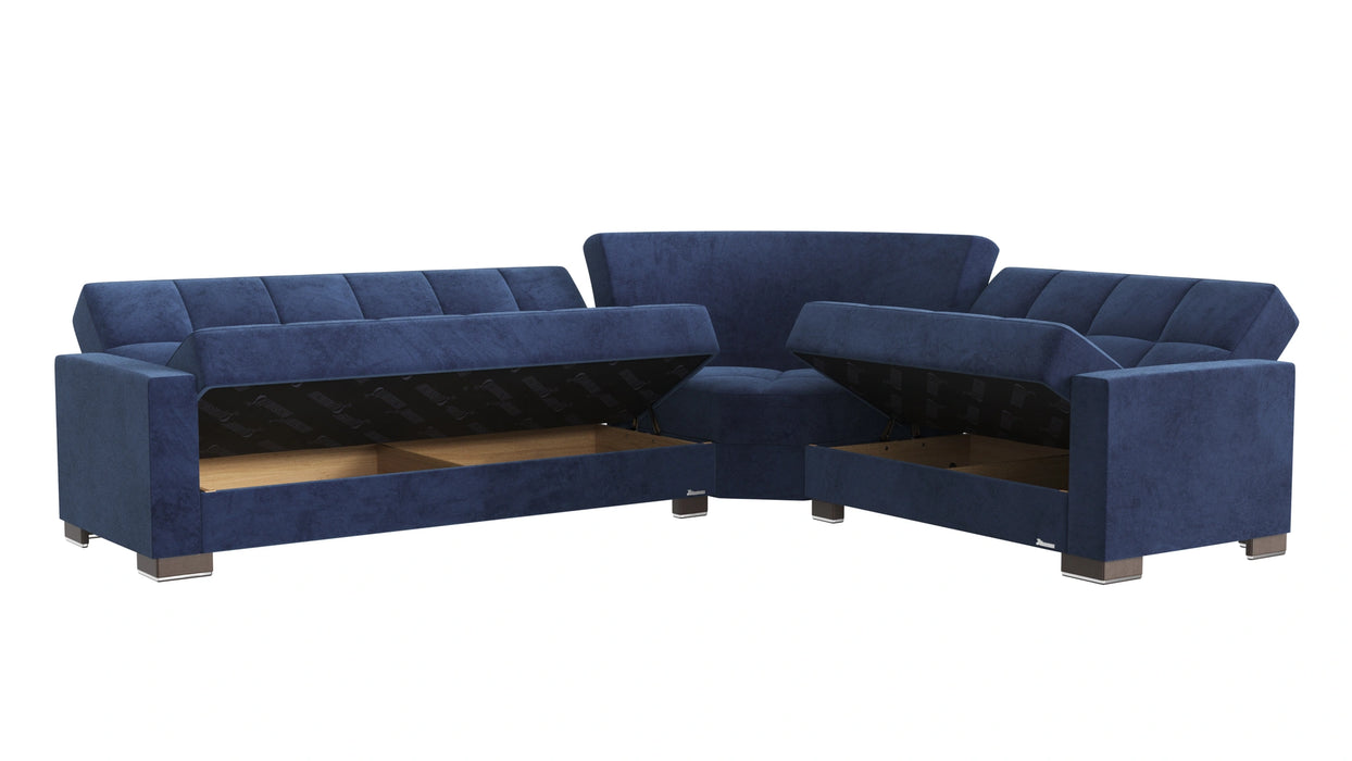 Ottomanson Armada Collection Upholstered Convertible Sectional with Storage