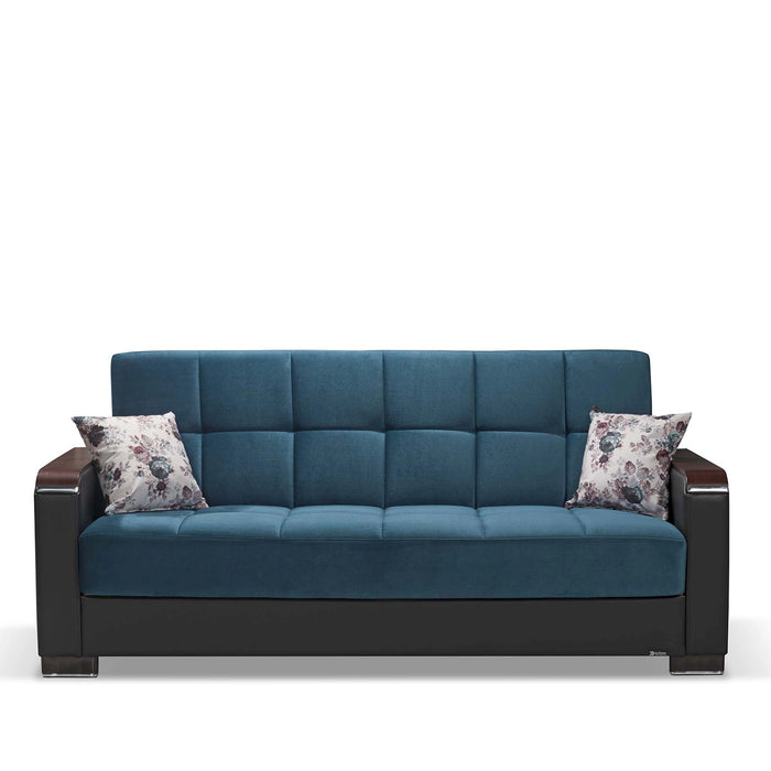 Ottomanson Armada X Collection Upholstered Convertible Wood Trimmed Sofabed with Storage