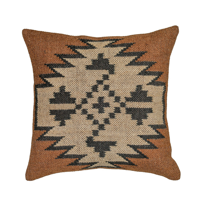 Terra 20" Square Wool and Jute Kilim Throw Pillow