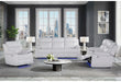 U6026 Blanche White Rec Sofa/Console Rec Loveseat with LED and Speaker