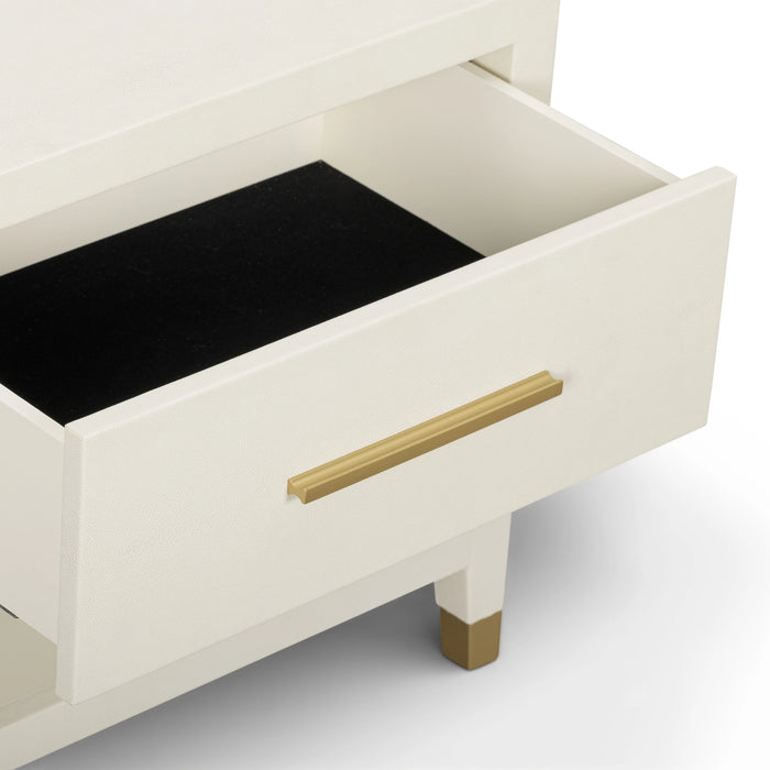 Dani 25" Cream Faux Shagreen Nightstand with Drawer