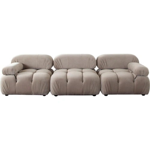 Paloma 3PC Modular 111 Inch Sofa in Mink Tan Velvet