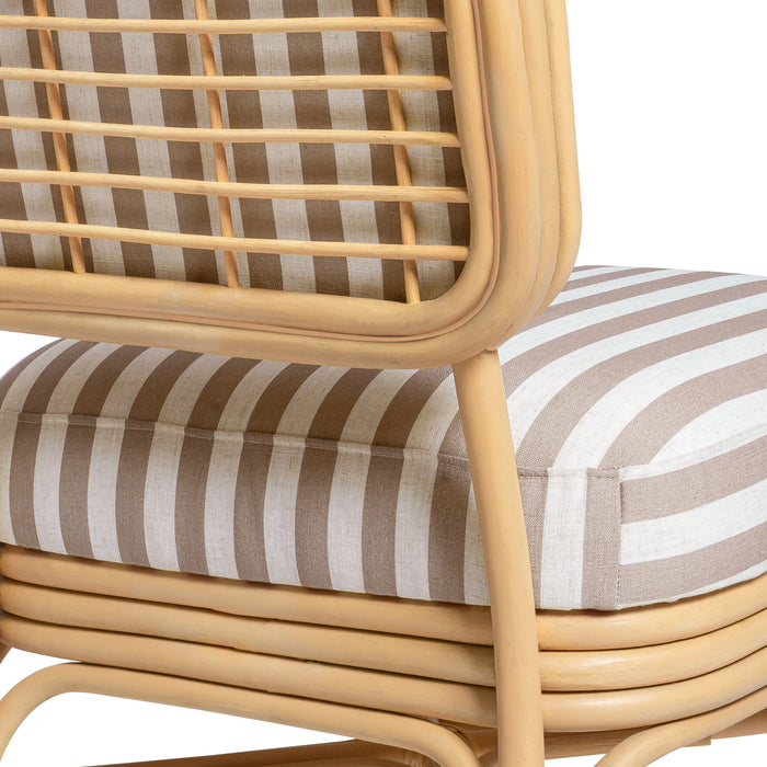 Dorine Striped Performance Linen &amp; Rattan Accent Chair