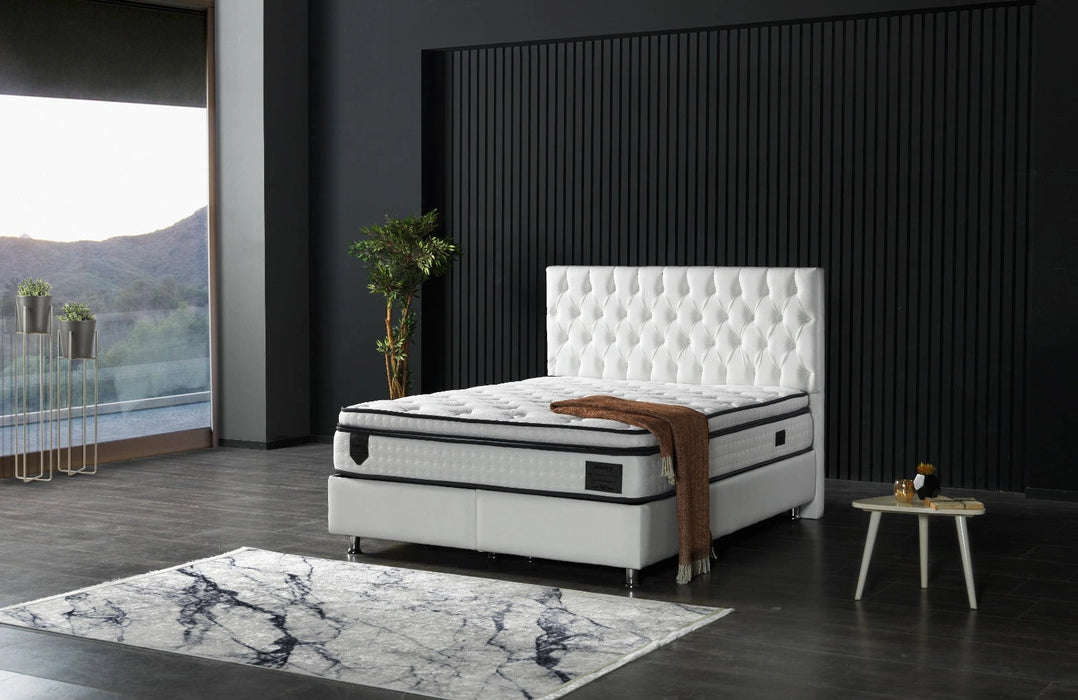 Nevada Storage Bed With Headboard White Vinyl