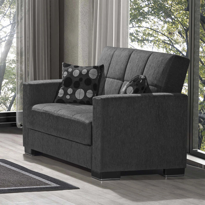 Ottomanson Armada Collection Upholstered Convertible Loveseat with Storage