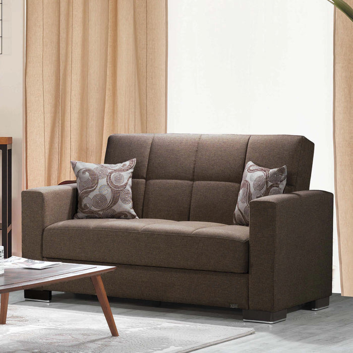 Ottomanson Armada Collection Upholstered Convertible Loveseat with Storage