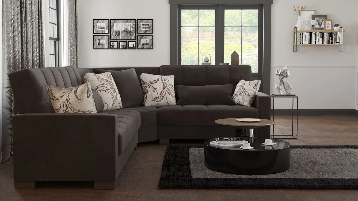 Ottomanson Armada Collection Upholstered Convertible Sectional with Storage