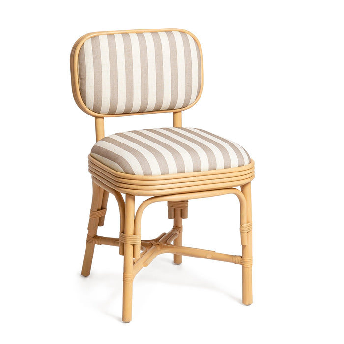 Dorine Striped Performance Linen &amp; Rattan Dining Chair