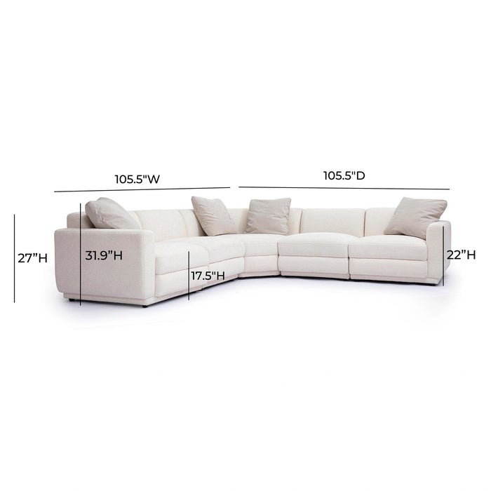 Perry 5-Piece Cream Performance Chenille Modular L-Sectional
