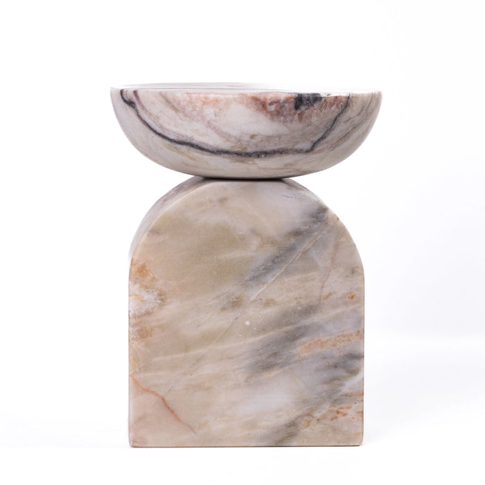 Marble White Brown Balanced Candle Holder