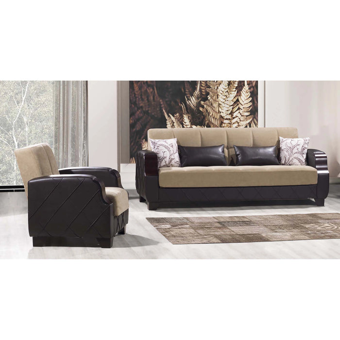 Ottomanson Molina Collection Upholstered Convertible Armchair with Storage
