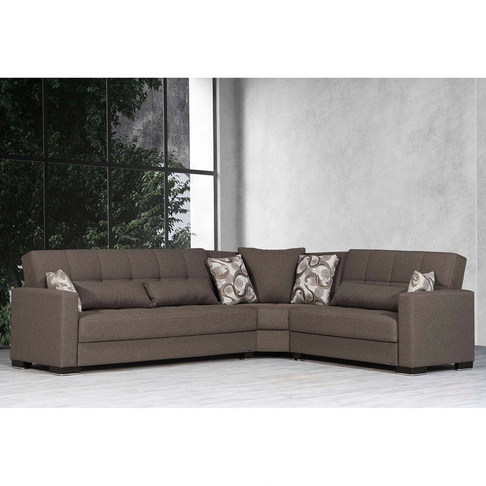Ottomanson Armada Collection Upholstered Convertible Sectional with Storage