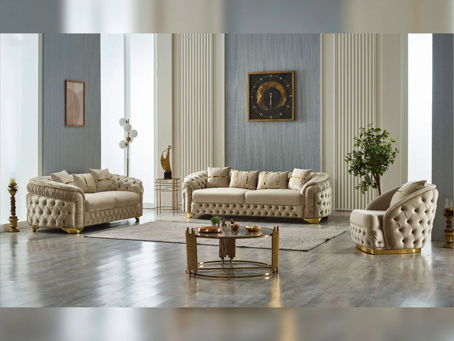 Arizona 3-pieces (Sofa & Loveseat & Chair) Livingroom Set Beige