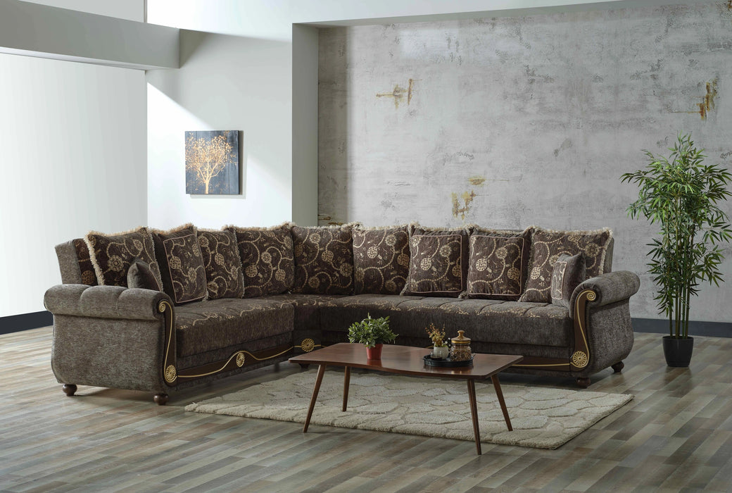 Ottomanson Americana Collection Upholstered Convertible Sectional with Storage