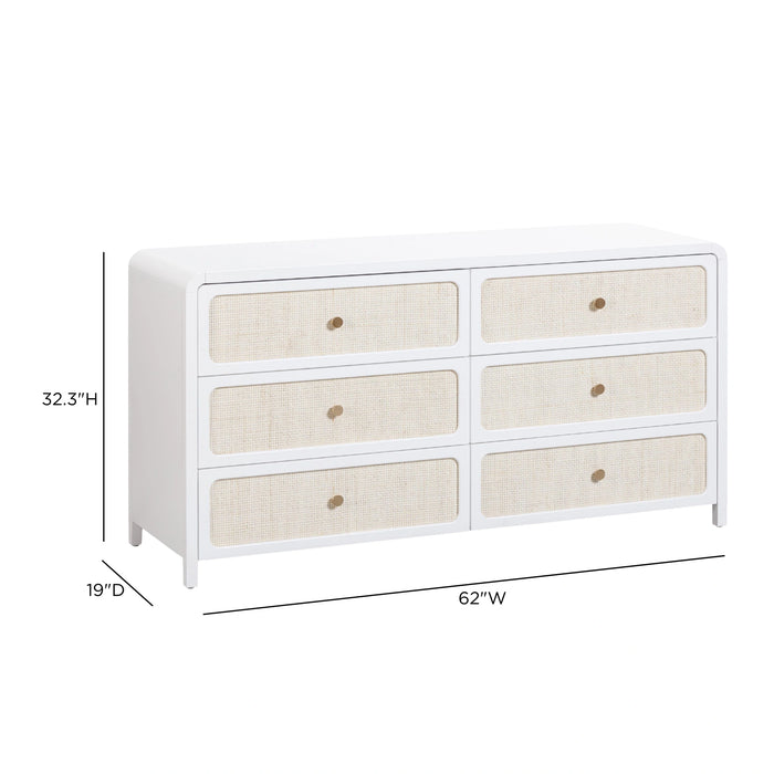 Patty 62" Rattan 6 Drawer Dresser