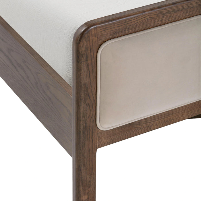 Hella Contract-Grade Velvet and Ash Wood Bed