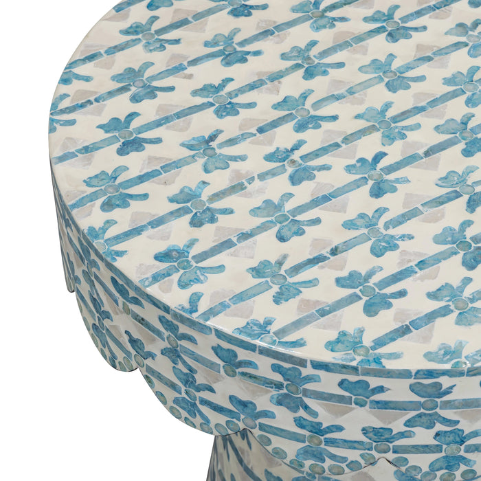 Lady Blue Ribbon Capiz Shell Round Side Table