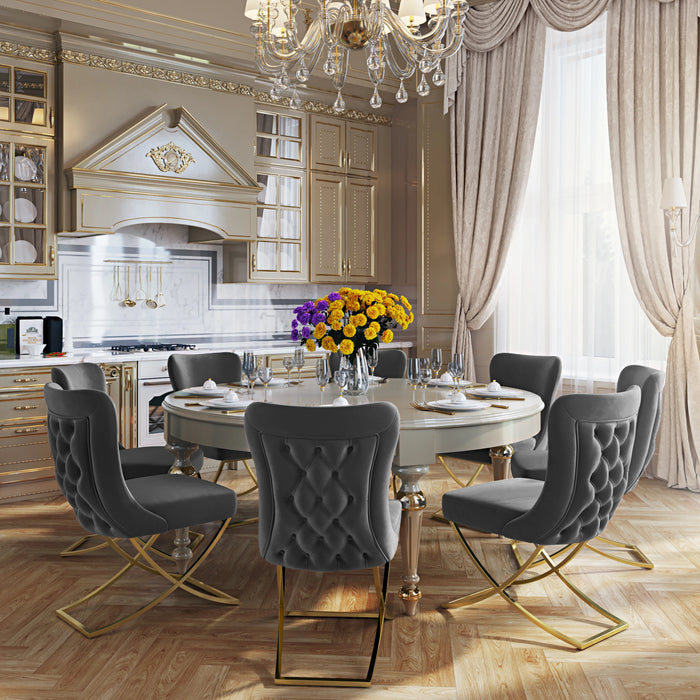 Ottomanson Royal Collection Upholstered Gold Legged Dining Chair, Set of 2