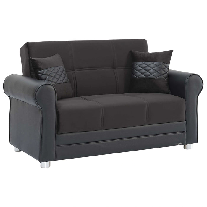 Ottomanson Avalon Collection Upholstered Convertible Loveseat with Storage