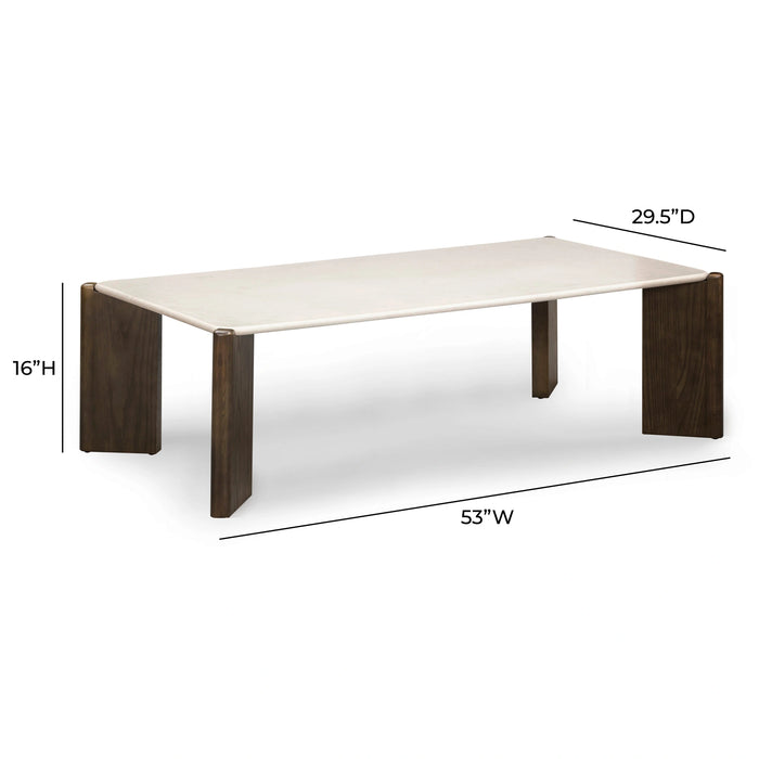 Restis 52" Cream Quartz Rectangular Coffee Table