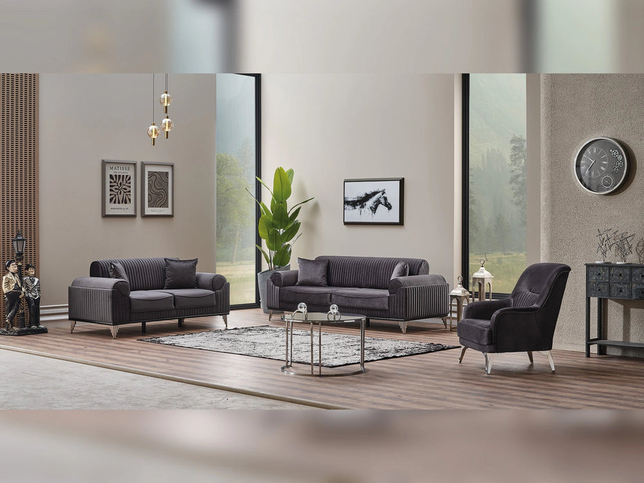 Everest 3-pieces (Sofa & Loveseat & Chair) Livingroom Set Grey
