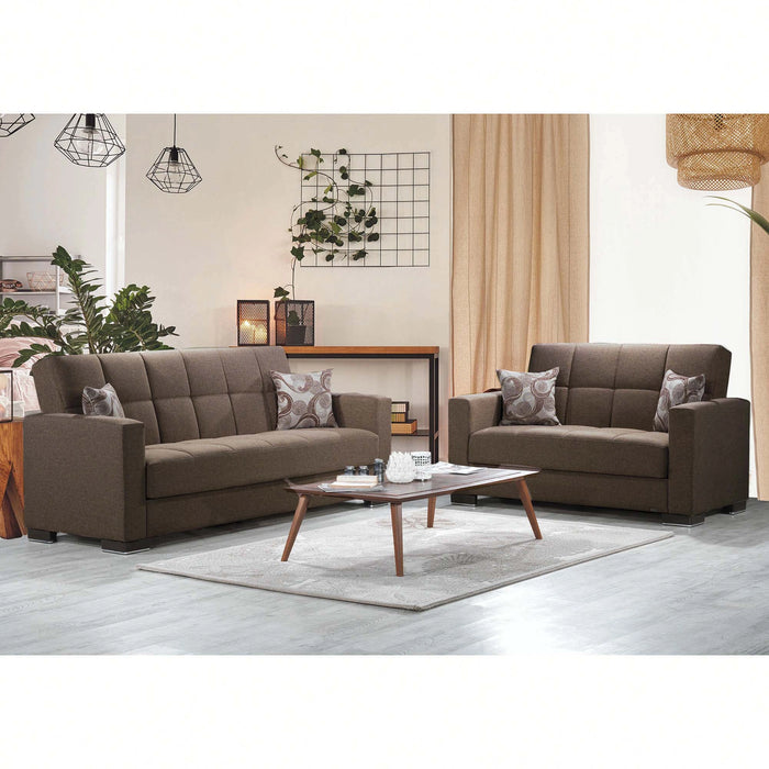 Ottomanson Armada Collection Upholstered Convertible Loveseat with Storage