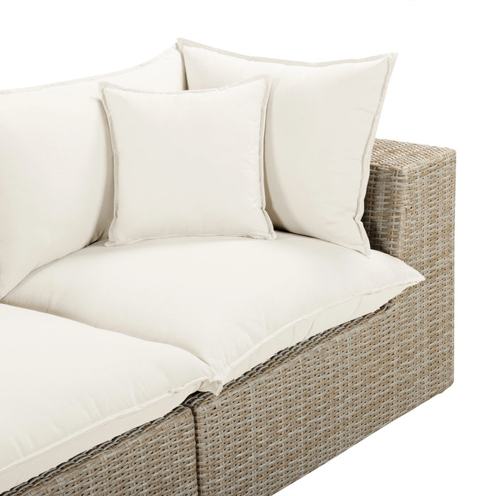 Cali 80" Natural Wicker Outdoor Modular Loveseat