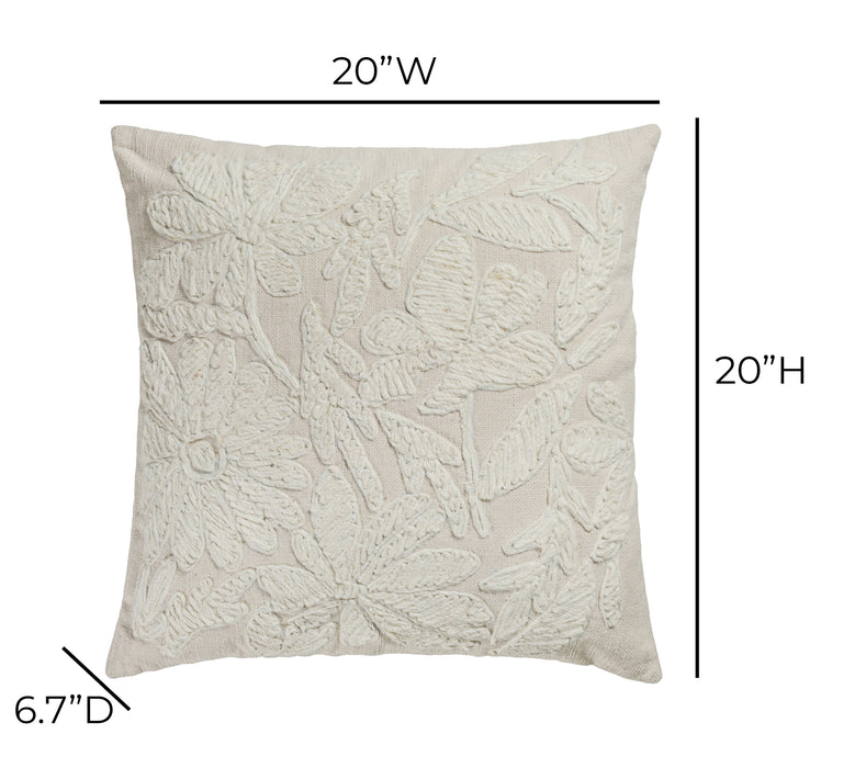 Tabitha 20" Square Embroidered Throw Pillow