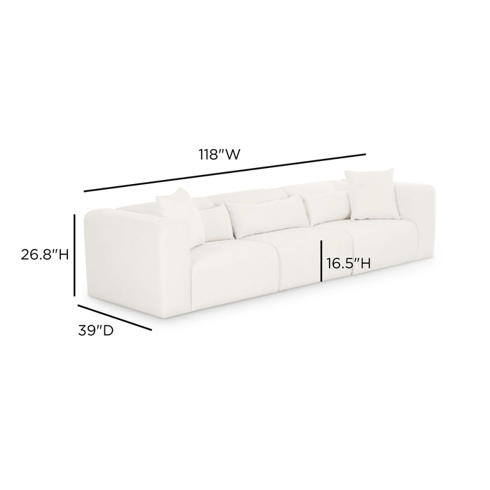 Tarra 118" Cream Performance Chenille Modular Sofa