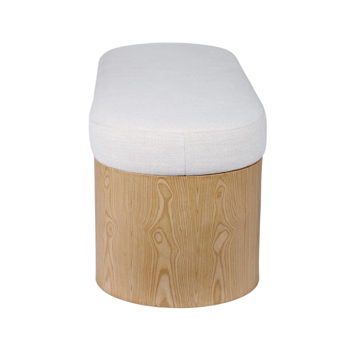 Poppi 49" Cream Performance Fabric Storage Bench