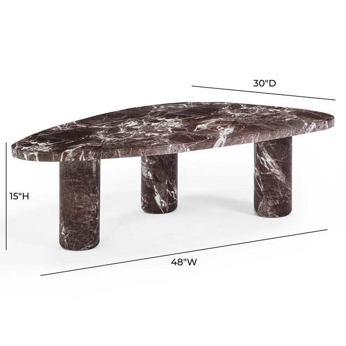 Libby Faux Red Levanto Marble Indoor/Outdoor Coffee Table (36"-48")