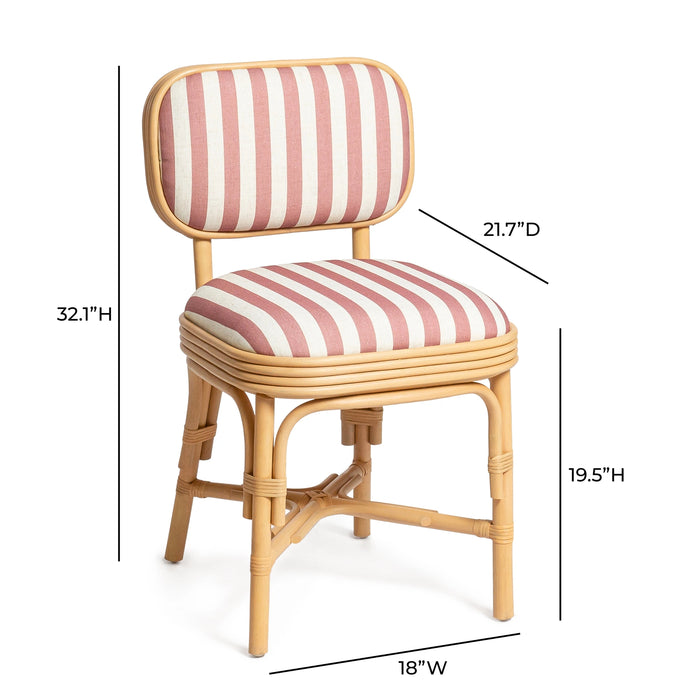 Dorine Striped Performance Linen &amp; Rattan Dining Chair