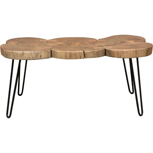 Joss Natural Acacia One of a Kind Live Edge Rectangle Cocktail Table w/ Black Hairpin Legs