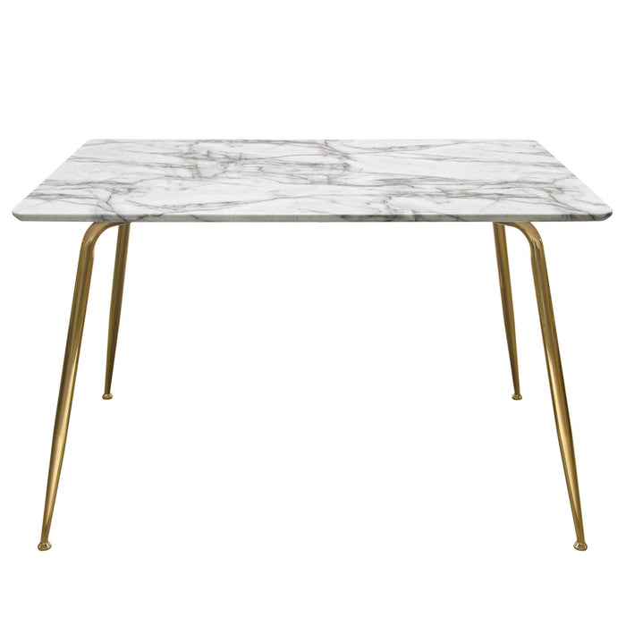 Chance Faux Marble Top Rectangular Dining Table w/ Brushed Gold Metal Legs by Diamond Sofa