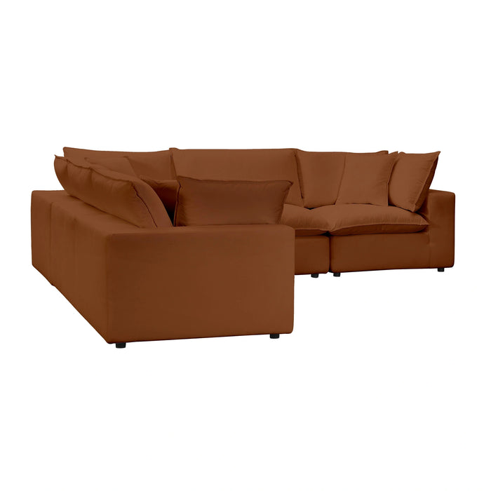 Cali 5-Piece Brown Leather Modular L-Sectional