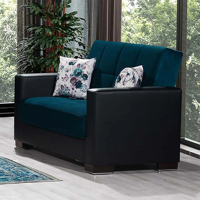 Ottomanson Armada X Collection Upholstered Convertible Wood Trimmed Armchair with Storage