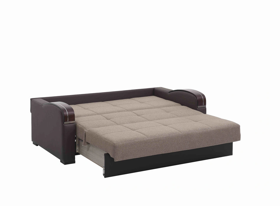 Ottomanson Sleep Plus Collection Upholstered Convertible Sofabed with Storage, Brown