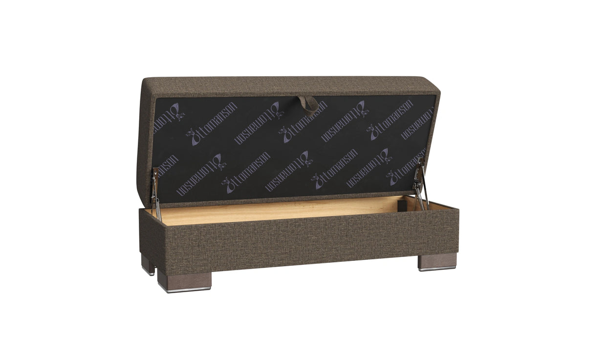 Ottomanson Armada X Collection Upholstered Convertible Wood Trimmed Ottoman with Storage