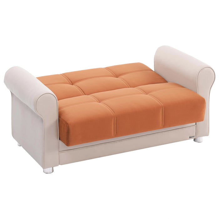Ottomanson Avalon Collection Upholstered Convertible Loveseat with Storage