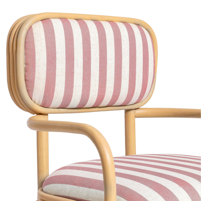 Dorine Striped Performance Linen &amp; Rattan Dining Armchair