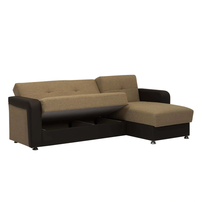 Ottomanson Harmony Collection Upholstered Convertible Sectional with Storage