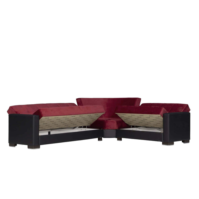 Ottomanson Armada Collection Upholstered Convertible Sectional with Storage