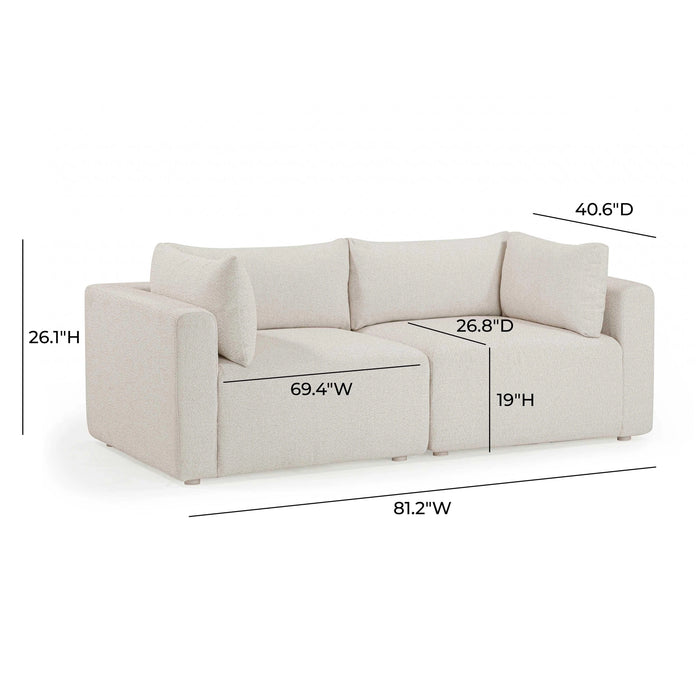 Hangover 81" Cream Performance Fabric Outdoor Modular Loveseat