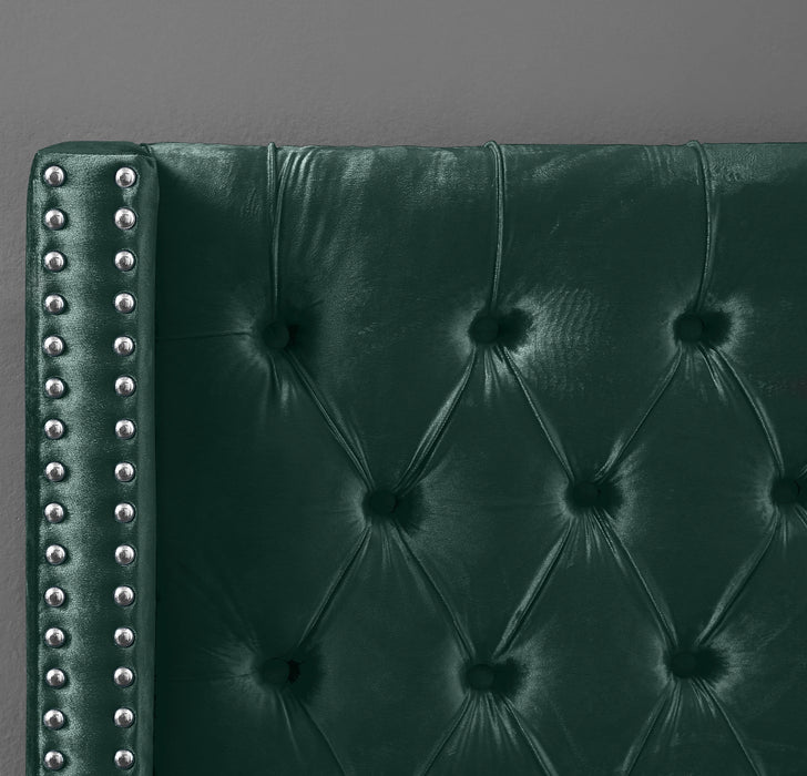 Aiden Green Velvet Twin Bed