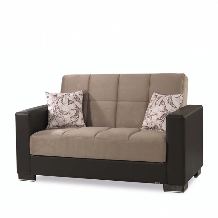 Ottomanson Armada Collection Upholstered Convertible Loveseat with Storage