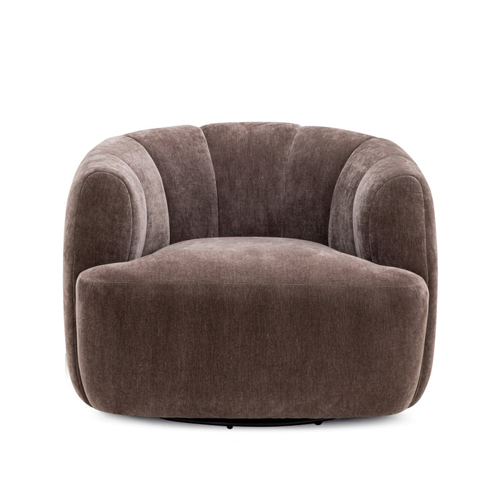 Jasmine Upcycled Contract-Grade Basketweave Fabric Swivel Accent Chair