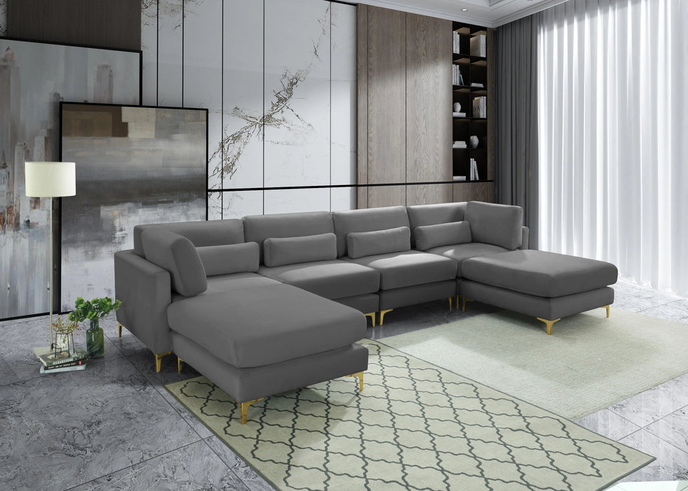 Julia Grey Velvet Modular Sectional (6 Boxes)